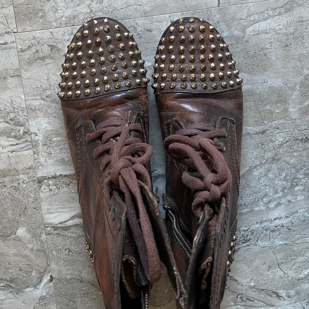 Steve Madden Tarnney Leather Spiked
Combat Boots - Picture 3 of 6